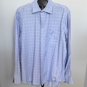 Classic Light Blue Plaid Men's Shirt